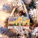 Ornamento personalizado hecho a mano en 3D modelo de casa familiar con texto regalo de inauguración de la casa para amigo de la familia