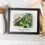 Portrait de maison personnalisé Peinture aquarelle Cadeau pour pendaison de crémaillère