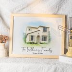 Portrait de maison personnalisé Peinture aquarelle Cadeau pour pendaison de crémaillère