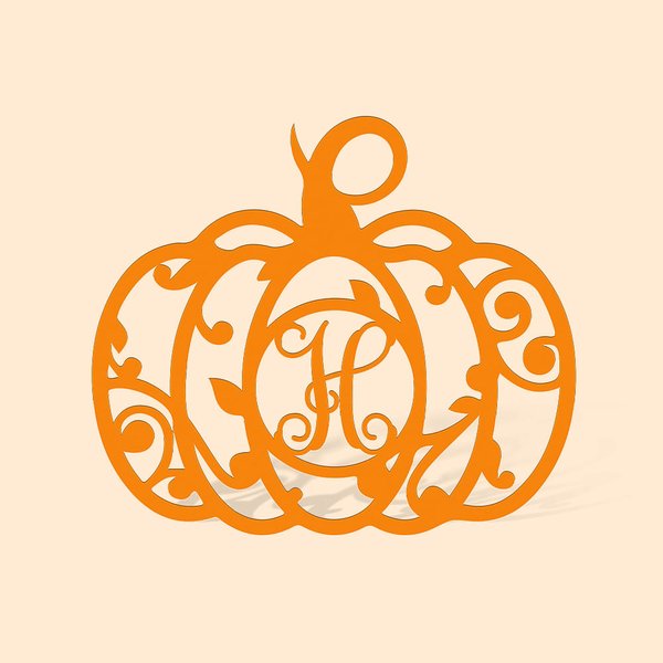 Personalisierte Herbst Kürbis Monogramm Metall Zeichen Dekor