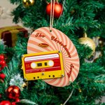 Personalizzato Retro Music Cassette Tape Wooden Christmas Hanging Ornament Decorazioni per l'albero di Natale per l'amico di famiglia