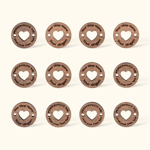 Etiquetas personalizadas para ropa Knitting Projects Walnut Tags with Heart Cut-Out Gift for Mother Grandma Knitting Crocheting Lovers