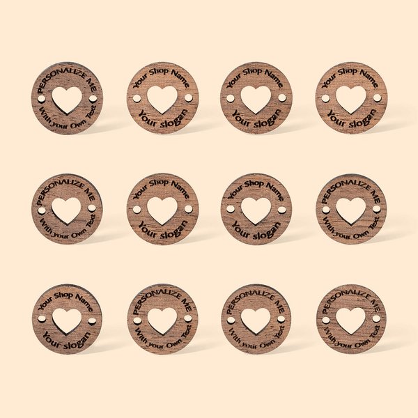 Etiquetas personalizadas para ropa Knitting Projects Walnut Tags with Heart Cut-Out Gift for Mother Grandma Knitting Crocheting Lovers