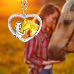 Porte-clé Personnalisé Forme de Coeur et Cheval Décoration de Clé avec Nom Mémorial Cadeaux d'anniversaire pour Fermier Amoureux des Chevaux