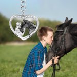 Porte-clé Personnalisé Forme de Coeur et Cheval Décoration de Clé avec Nom Mémorial Cadeaux d'anniversaire pour Fermier Amoureux des Chevaux