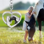 Porte-clé Personnalisé Forme de Coeur et Cheval Décoration de Clé avec Nom Mémorial Cadeaux d'anniversaire pour Fermier Amoureux des Chevaux