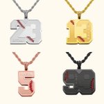 Collier Prénom Gravure Personnalisée Breloque Forme Numéro Style Baseball Cadeau Anniversaire pour Amateur de Sport