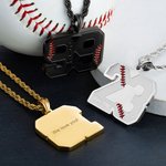 Collier Prénom Gravure Personnalisée Breloque Forme Numéro Style Baseball Cadeau Anniversaire pour Amateur de Sport