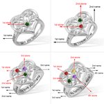 Customized Names & Birthstones Family Tree Heart Ring