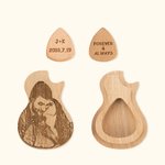Pics de guitare photo en bois personnalisés avec étui en bois