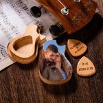 Pics de guitare photo en bois personnalisés avec étui en bois