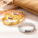 Personalizado Nombre Grabado Plata de Ley Signet Anillo de cadena cubana