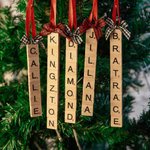 Personalized Wooden Christmas Ornaments Tree Decorations Scrabble Letter