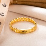 Personalizado Nombre Grabado Plata de Ley Signet Anillo de cadena cubana