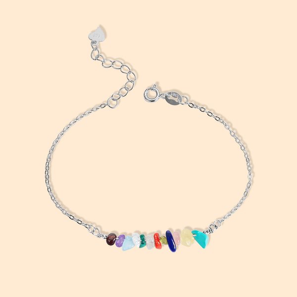 Bracciale artigianale personalizzato con pietra naturale di nascita della famiglia
