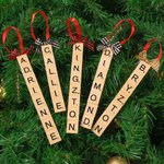 Personalized Wooden Christmas Ornaments Tree Decorations Scrabble Letter