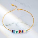 Bracelet Artisanal Personnalisé avec Pierre de Naissance Naturelle Cadeau d'Anniversaire Fête des Mères pour la Famille