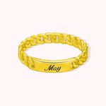Gravierung mit personalisierten Name Signet kubanische Kettenring in Sterlingsilber