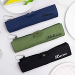 Couverts en Acier Inoxydable avec Étui Portable Personnalisés avec Nom Cadeau Camping Voyage pour Famille Ami