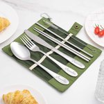 Couverts en Acier Inoxydable avec Étui Portable Personnalisés avec Nom Cadeau Camping Voyage pour Famille Ami