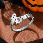Gepersonaliseerde Gothic Oud-Engelse Naam Ring Punk Sieraden Spooky Seizoen Halloween Cadeau voor Vrouwen Mannen