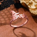 Gepersonaliseerde Gothic Oud-Engelse Naam Ring Punk Sieraden Spooky Seizoen Halloween Cadeau voor Vrouwen Mannen