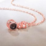 Collier Double Coeur en Argent Sterling Personnalisé avec Projection de Photo et Je t'aime en 100 Langues Cadeau Anniversaire pour Femme