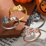 Gepersonaliseerde Gothic Oud-Engelse Naam Ring Punk Sieraden Spooky Seizoen Halloween Cadeau voor Vrouwen Mannen