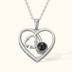 Personalised  Heart Stethoscope I Love You in 100 Languages Photo Projection Necklace 925 Sterling Silver