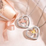 Personalizado Ballet Dancing Girl Collar con circón y grabado Nombre Corazón Colgante Joyería Regalo para bailarina amante de la danza