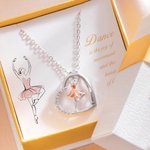 Personalizado Ballet Dancing Girl Collar con circón y grabado Nombre Corazón Colgante Joyería Regalo para bailarina amante de la danza