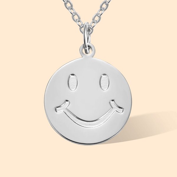 Gepersonaliseerde Smile Face Initiaal Ketting