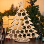 Porte-Bouteilles de Vin en Bois Personnalisé avec Nom Calendrier de l'Avent Noël en Forme de Sapin Cadeau Fête Nöel pour Famille
