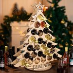 Porte-Bouteilles de Vin en Bois Personnalisé avec Nom Calendrier de l'Avent Noël en Forme de Sapin Cadeau Fête Nöel pour Famille