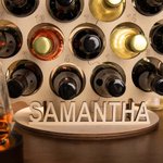 Porte-Bouteilles de Vin en Bois Personnalisé avec Nom Calendrier de l'Avent Noël en Forme de Sapin Cadeau Fête Nöel pour Famille