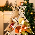 Porte-Bouteilles de Vin en Bois Personnalisé avec Nom Calendrier de l'Avent Noël en Forme de Sapin Cadeau Fête Nöel pour Famille