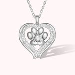 Personalised Paw Print Angel Wing Memorial Necklace