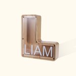 Gepersonaliseerd houten letter spaarvarken initiële munt spaarpot met naam Nieuwgeboren Keepsake Verjaardag Kerstmis voor kinderen