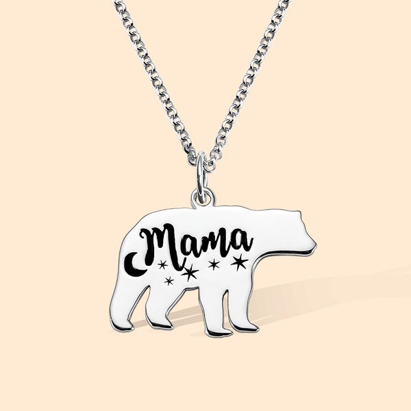 Collana personalizzata con nome di mamma e bambino orso