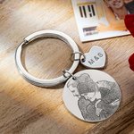 Calendrier photo gravé personnalisé Porte-clés rond avec breloque initiale en forme de coeur Cadeau d'anniversaire de Saint-Valentin pour couple
