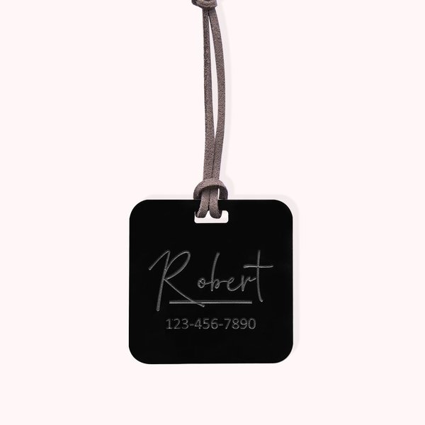 Étiquette de Bagage Acrylique Personnalisée avec Nom Numéro de Téléphone Accessoire de Voyage à Cordon Cadeau Saint-Valentin Lune de Miel pour Couple