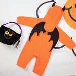Custom Embroidered Halloween Pumpkin Color Toddler Hooded Jumpsuit