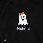 Custom Embroidered Halloween Pumpkin Color Toddler Hooded Jumpsuit