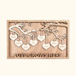 Personalised Wood Hanging 1-12 Hearts Family Tree with Engraved Name and Text Home Decor Christmas Gift for Family