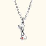 Personalisierte Sterling Silber Knochen-Halskette mit 1-8 Geburtssteinen und Namen Gravur Hunde Haustier Motiv Schmuck Geschenk für Tierliebhaber