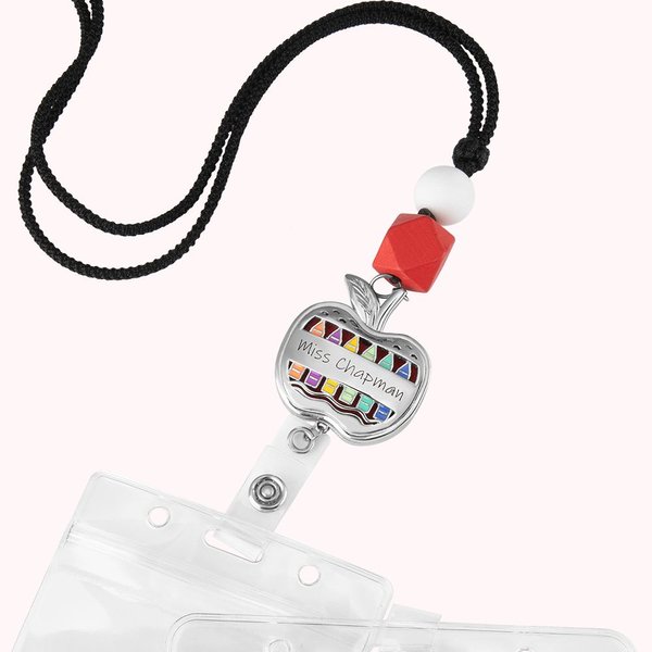 Personalisierte Apple Aromatherapie Lanyard ID-Halter mit Perle Lehrer Geschenk