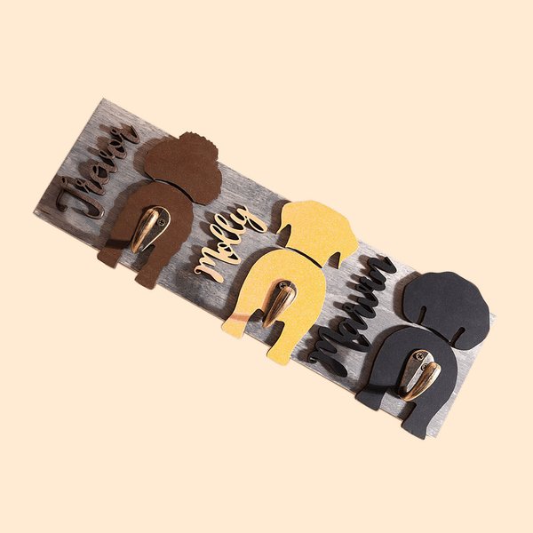 Personalised Wooden Dog Butt Leash Holder Belt Hook with Name Birthday Housewarming Christmas Gift for Friend Familiy Dog Lover
