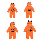 Custom Embroidered Halloween Pumpkin Color Toddler Hooded Jumpsuit