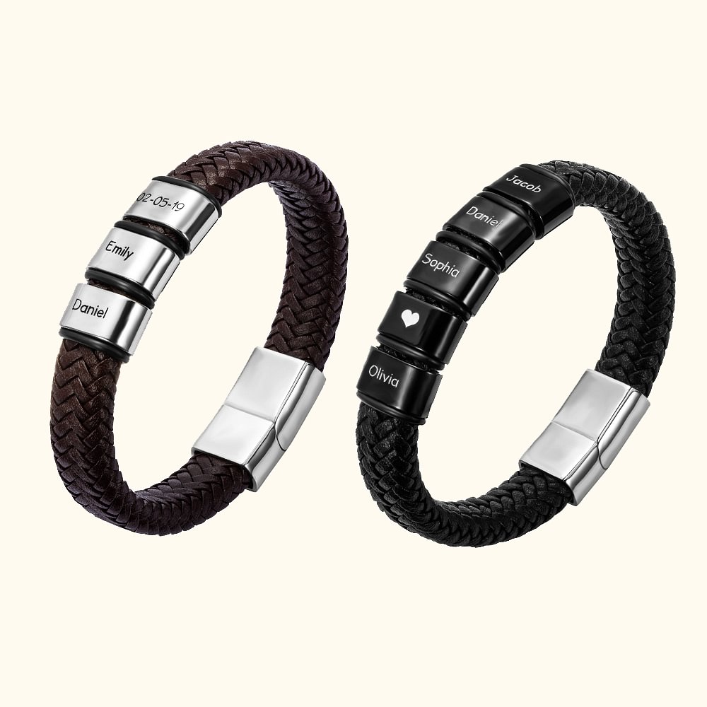 Perlen Geflecht Name Lederarmbänder für Ehemann