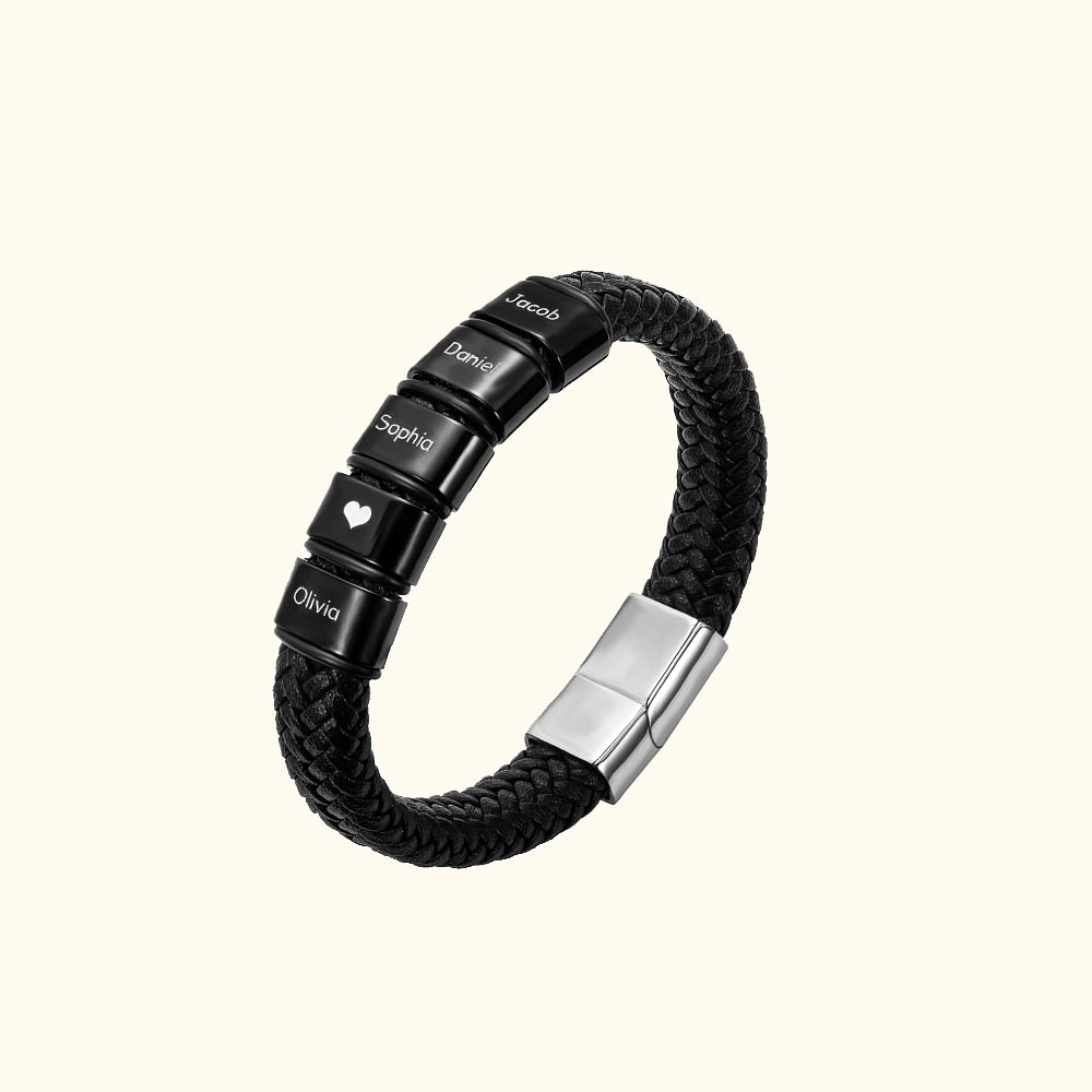 Double Name Beads Lederarmbänder für Boyfriend